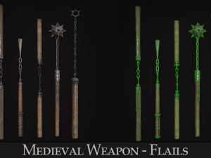 Medieval Weapon - Flails 3D Model