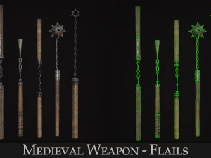 Medieval Weapon - Flails 3D Model