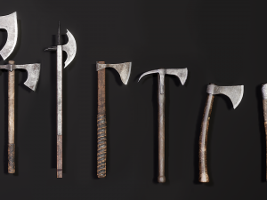 Medieval Weapon - Axes and Hammers Model 3D