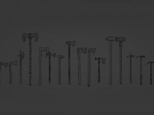 Medieval Weapon - Axes and Hammers Model 3D