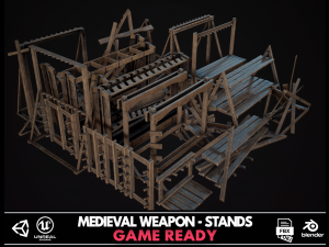 Medieval Weapon - Stands 3D मॉडल