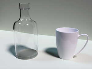 cup and glass bottle 3D Model