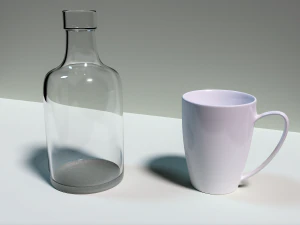 bardak ve cam şişe 3D Model