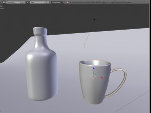 cup and glass bottle 3D Modell