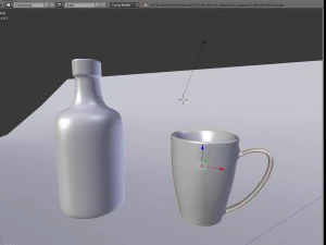 cup and glass bottle 3D Model