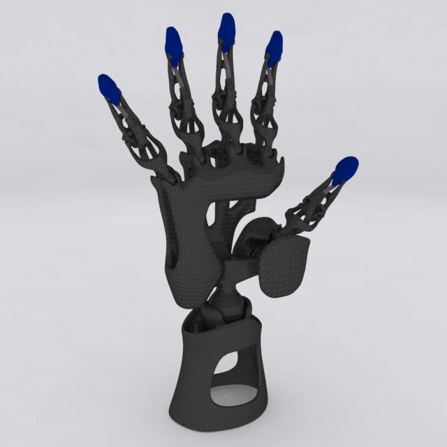 biomimetic articulated hand 3D Print Model .c4d .max .obj .3ds .fbx .stl .blend 