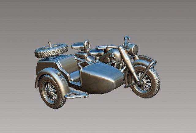 Motorcycle with semitraler 3D-Druckmodell .c4d .max .obj .3ds .fbx .stl .blend 