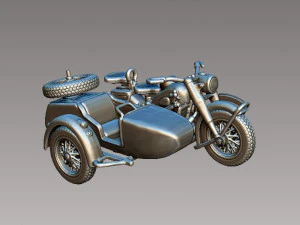 Motocicleta com semitraler Modelo de Impressão 3D