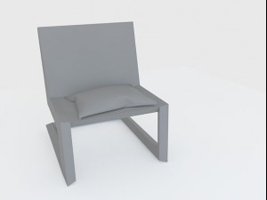 black plastic chair with square legs Modelo 3D