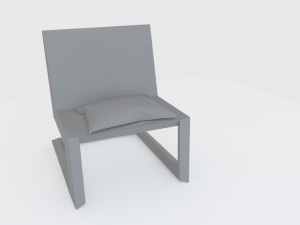 black plastic chair with square legs Modelo 3D