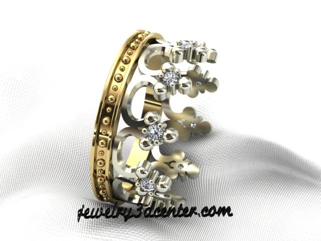 wedding ring crown 3D 모델 .c4d .max .obj .3ds .fbx .stl .blend 