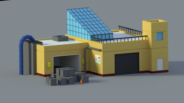 low poly cartoon factory 1 3D Model .c4d .max .obj .3ds .fbx .stl .blend