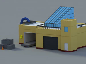 low poly cartoon factory 1 3D Model