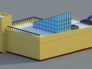 low poly cartoon factory 1 3D Model