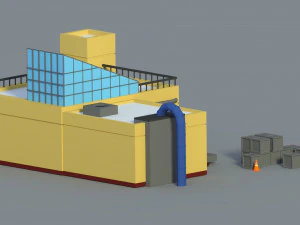 low poly cartoon factory 1 3D Model