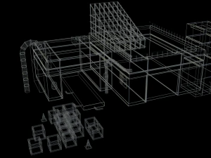 low poly cartoon factory 1 3D Model