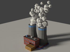 low poly cartoon factory 2 3D 모델