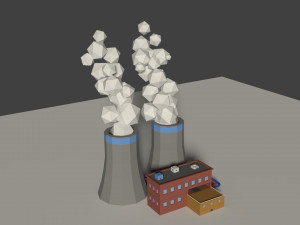 low poly cartoon factory 2 3D Model