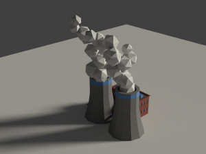 low poly cartoon factory 2 3D Model