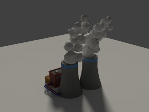 low poly cartoon factory 2 3D Model