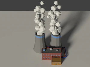 low poly cartoon factory 2 3D Model