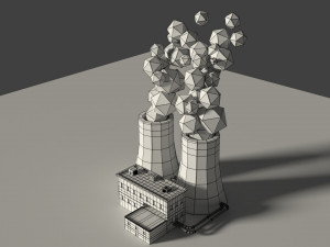low poly cartoon factory 2 3D Model