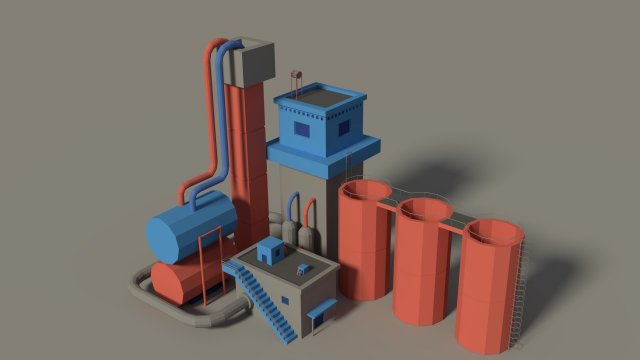 low poly cartoon factory 3 3D 模型 .c4d .max .obj .3ds .fbx .stl .blend 