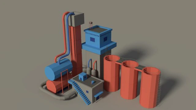 low poly cartoon factory 3 3D Model .c4d .max .obj .3ds .fbx .stl .blend 