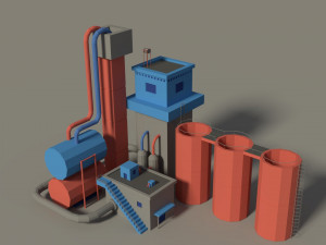 low poly cartoon factory 3 3D 모델