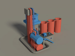 low poly cartoon factory 3 3D 模型