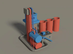 low poly cartoon factory 3 3D Model
