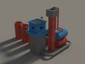 low poly cartoon factory 3 3D Model