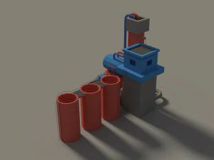 low poly cartoon factory 3 3D Model