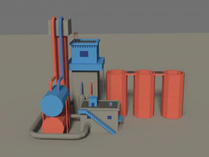 low poly cartoon factory 3 3D Model