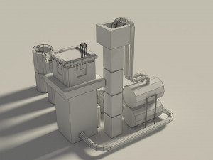 low poly cartoon factory 3 3D 模型