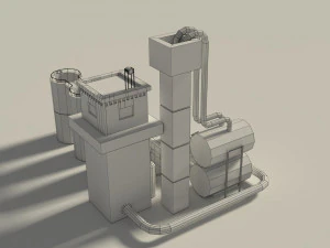 low poly cartoon factory 3 3D Model