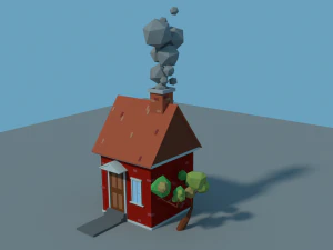 casa de desenho animado low poly 1 Modelo 3D