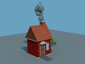 low poly cartoon house 1 3D Model