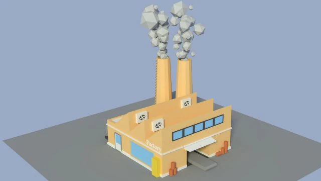 low poly factory 4 3D Model .c4d .max .obj .3ds .fbx .stl .blend