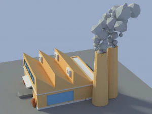 low poly factory 4 3D Model