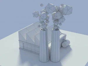 low poly factory 4 3D Model
