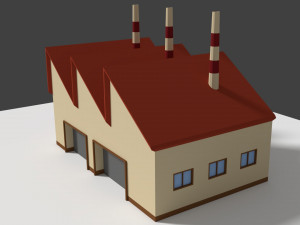 low poly cartoon factory 5 3D Model
