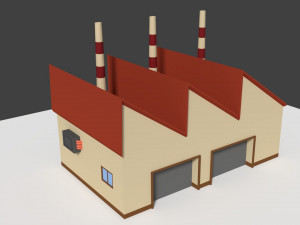 low poly cartoon factory 5 3D Model