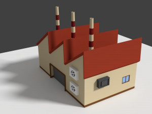 low poly cartoon factory 5 3D Model
