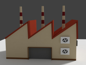 low poly cartoon factory 5 3D Model