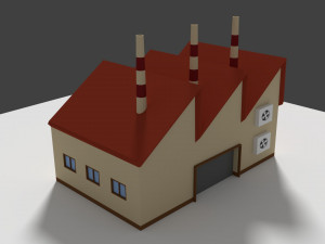 low poly cartoon factory 5 3D Model
