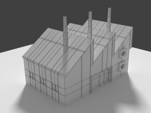 low poly cartoon factory 5 3D Model