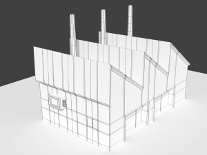low poly cartoon factory 5 3D Model