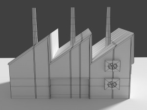 low poly cartoon factory 5 3D Model