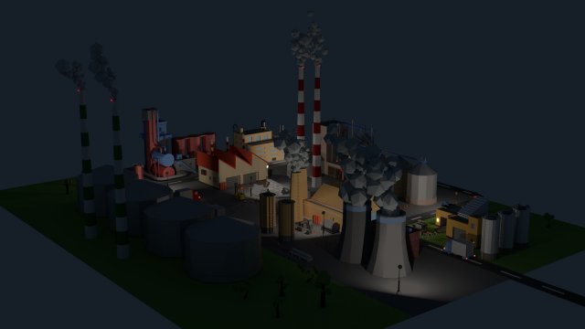 low poly industrial complex pack 3D 모델 .c4d .max .obj .3ds .fbx .stl .blend